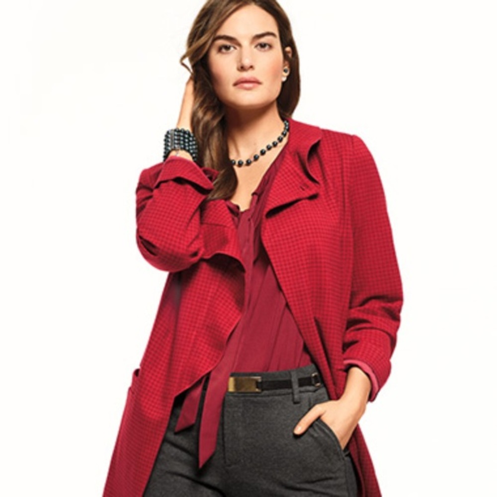 Cabi Celebration Red Houndstooth Jacket